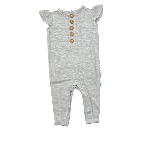 Posh Peanut Gray Ruffle Romper - Picture 1 of 5
